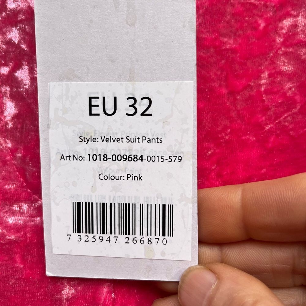 NWT NA-KD Bright Pink Crushed Velvet Suit Pants Size EU32 (See measurements) - Picture 8 of 12